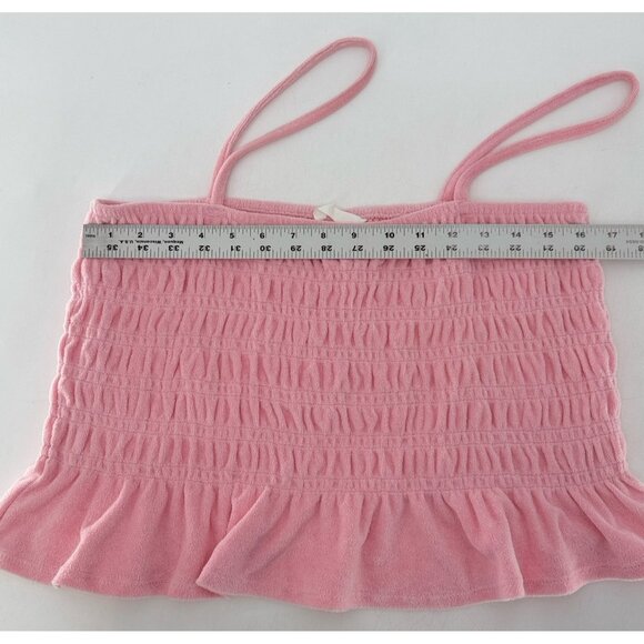 H&M Women’s Smocked Cream Terry Camisole Tube Cropped‎ Top Size L Beach Vacation - Picture 11 of 11